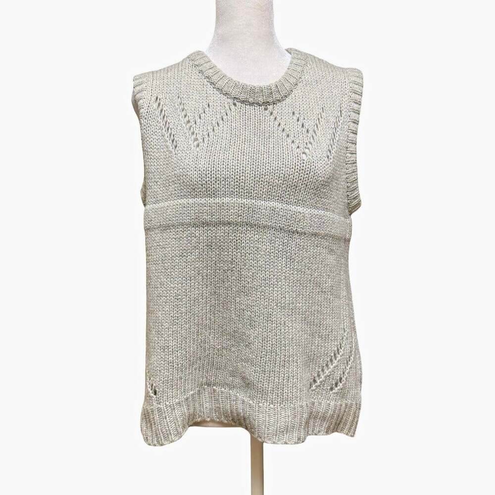 Six Crisp Days Gray Knit Sweater Vest Angora Blend Crewneck Ribbed Womens M/L
